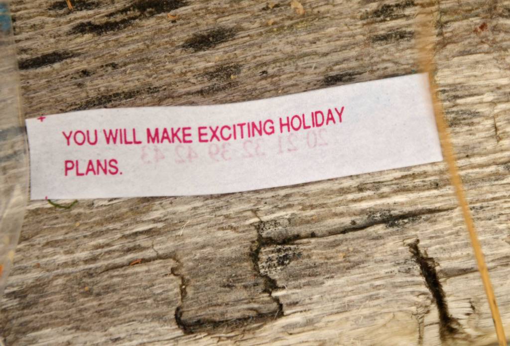 Fortune cookie irony, opened at lunch on the third delay day.